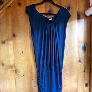 CLOSE OUT SALE: Soft Joie Navy Tee Shirt Fabric Scrunched Waist - Size M